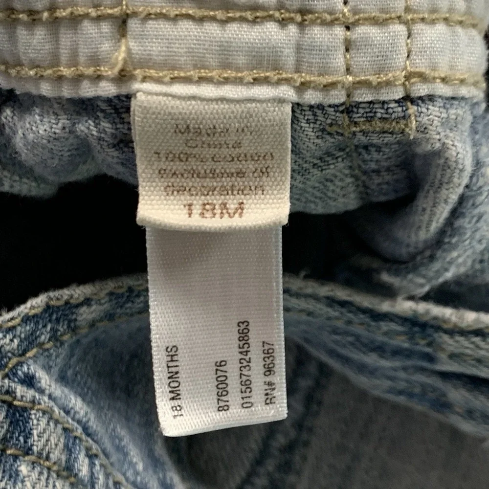 Osh Kosh B'Gosh Girls 18M Blue Jean‎ Denim Overalls Vestbak Butterfly Embroidery
